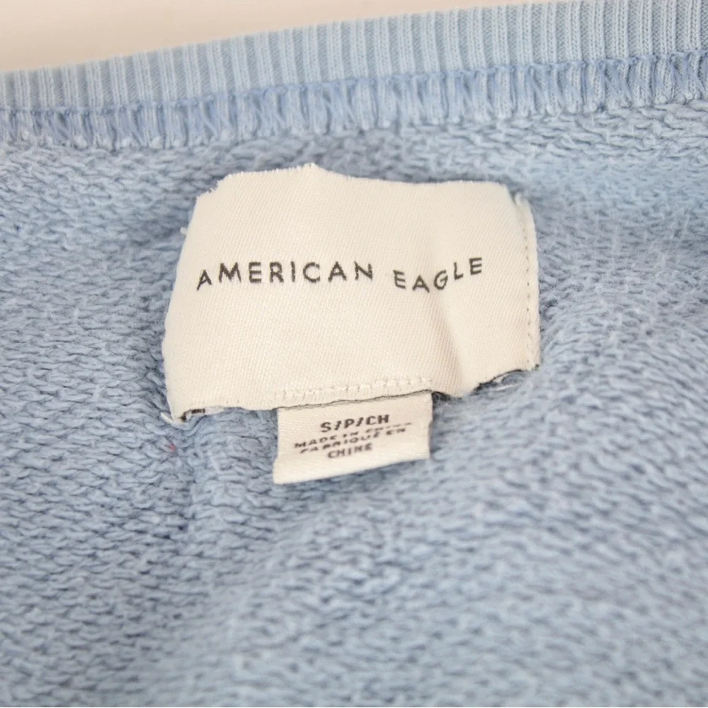 American Eagle Light Blue Crop Top Long Sleeve Sweater Womens Size S‎